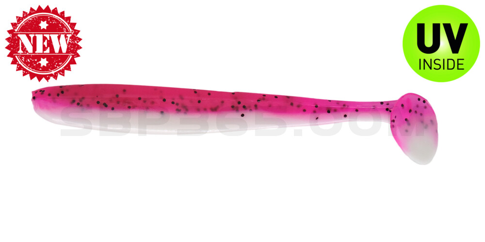 Bass Shad 4,5“ (ca. 13 cm) reinweiss / hot pink Glitter