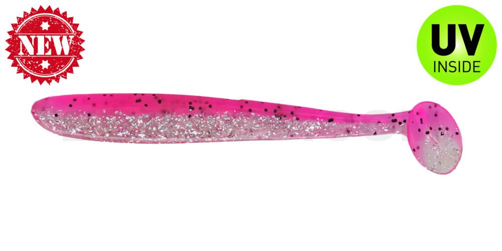 Bass Shad 4,5“ (ca. 13 cm) klar silber Glitter / hot pink Glitter
