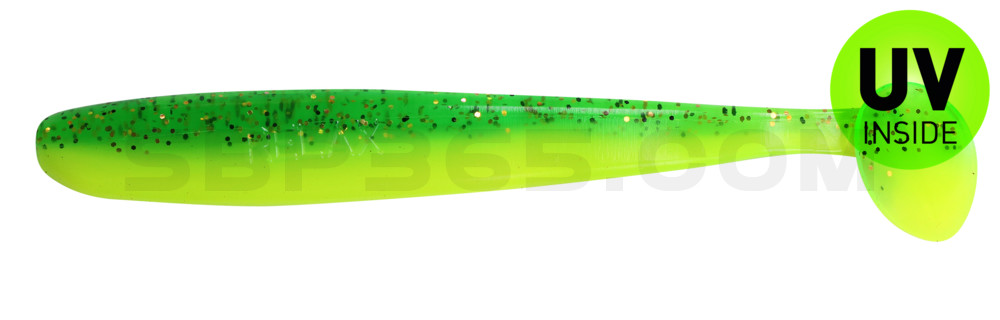 Bass Shad 3“ (ca. 7,5 cm) fluogelb  / grün-Glitter