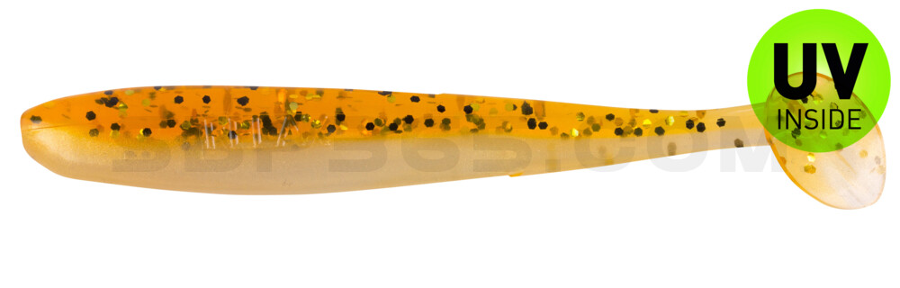 Bass Shad 3“ (ca. 7,5 cm) goldperl / motoroil Glitter