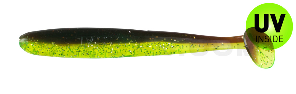 Bass Shad 3“ (ca. 7,5 cm) grün (chartreuse)-Glitter / motoroil Glitter