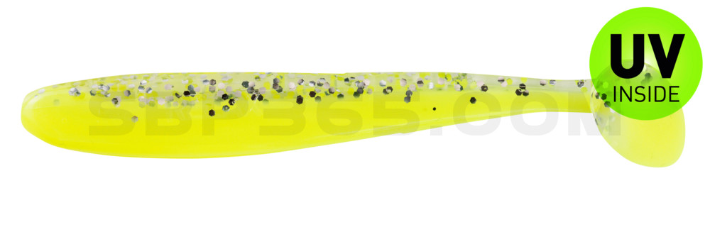 Bass Shad 3“ (ca. 9 cm) fluogelb / klar silber glitter