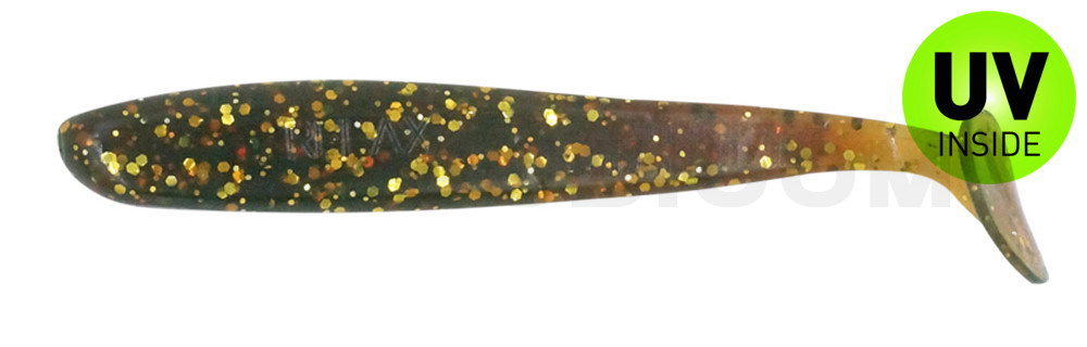 Bass Shad 3“ (ca. 9 cm) motoroil-gold-Glitter