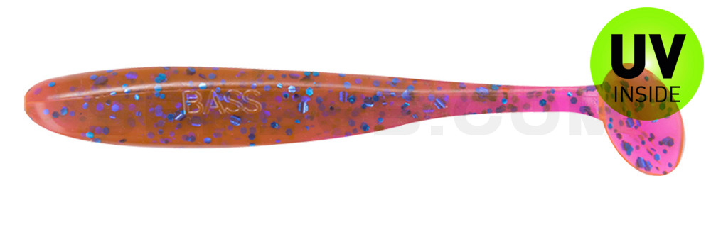 Bass Shad 3“ (ca. 9 cm) crawfish-violett-electric blue-Glitter