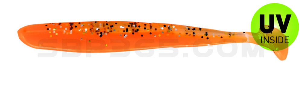 Bass Shad 4,5“ (ca. 13 cm) orange / klar gold,schwarz Glitter