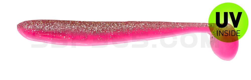 Bass Shad 4,5“ (ca. 13 cm) bubblegum / klar silber Glitter