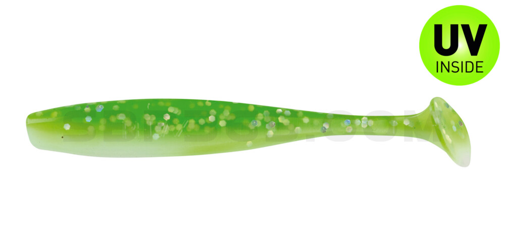 Bass Shad 3“ (ca. 7,5 cm) reinweiss / grün-Glitter